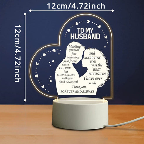 To My Husband  Acrylic Frame USB-Powered Night Lamp with Romantic Message